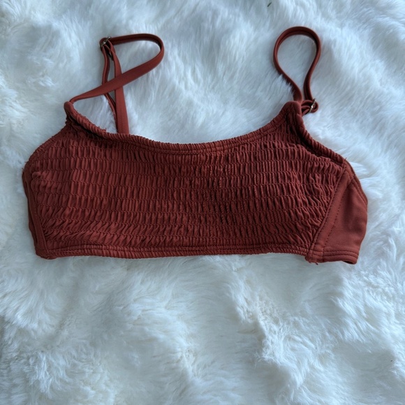 preowned, xhilaration girls rust ribbed bathing suit top, size XS - Picture 1 of 3